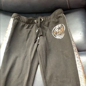 NWOT PINK black sweatpants with sequin detail-XS